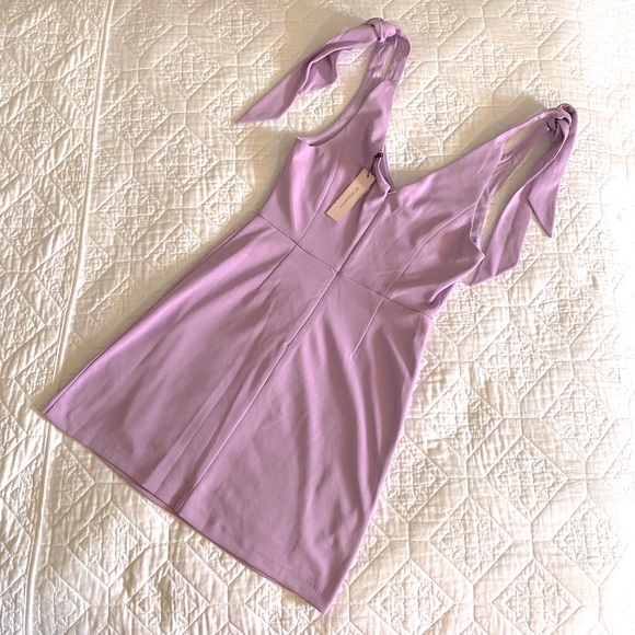 BCBGeneration Liam Tie-Sleeve Adjustable Mini Dress Violet Pink 6 - Picture 5 of 7